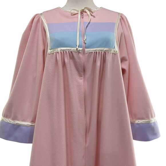 Vintage 70s Styled by SAYBURY Pink & Pastel Zip Front Maxi Robe Women's Size S - Picture 3 of 9